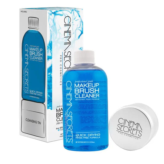 Cinema Secrets Original Blue Vanilla Makeup Brush Cleaner Kit - Professional Cleanser + Cleansing Tin for Makeup Brushes - Quick-Dry, Rinse-Free Formula - Removes Stubborn Waterproof Make Up