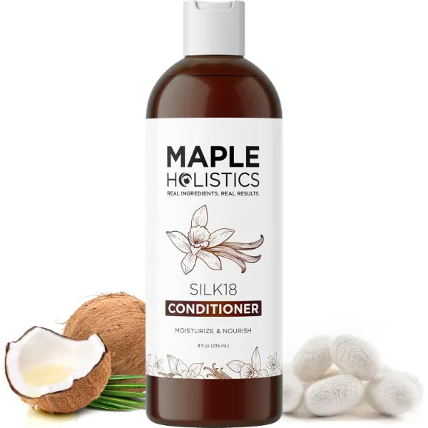 Maple Holistics Silk Protein Conditioner for Damaged Hair - Ultra Moisturizing Conditioner for Dry Hair with Deeply Nourishing Shea Butter Argan Oil Green Tea & Aloe - Helps Define Curls & Control Frizz