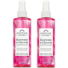 HERITAGE STORE Rosewater & Glycerin Hydrating Facial Mist Dry Combination Skin Care Rose Water Spray w/Vegetable Glycerine, Made Without Dyes or Alcohol, Hypoallergenic, Vegan