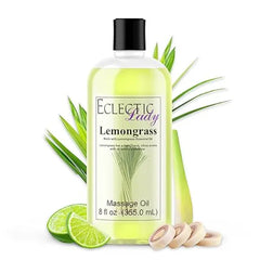 Eclectic Lady All Natural Lemongrass Massage Oil Eclectic Lady 100% Natural Ingredients with Sweet Almond & Jojoba Oil, Relaxing Scent for Men & Women