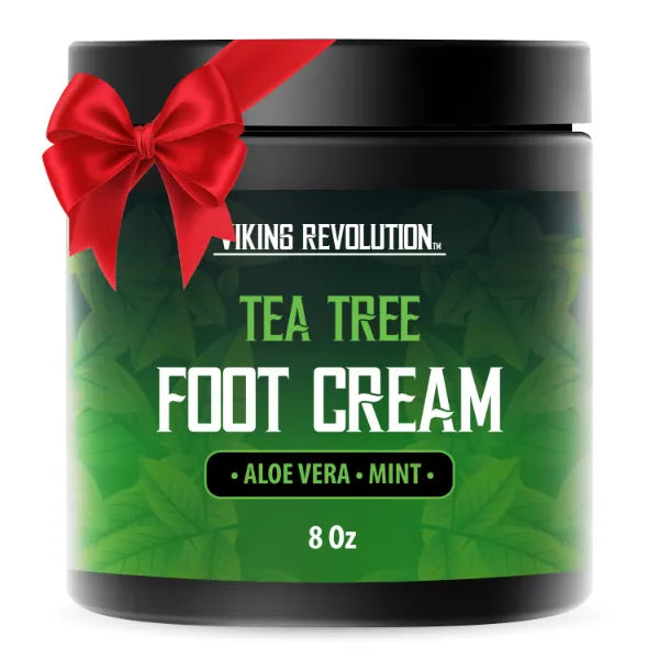 Viking Revolution Tea Tree Foot Cream for Dry Cracked Heels - Foot Balm For Cracked Feet - Dry Feet Repairing Cream with Aloe Vera and Mint