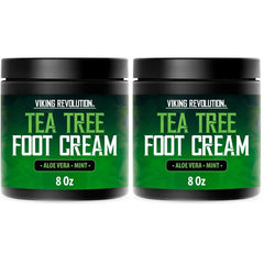 Viking Revolution Tea Tree Foot Cream for Dry Cracked Heels - Foot Balm For Cracked Feet - Dry Feet Repairing Cream with Aloe Vera and Mint