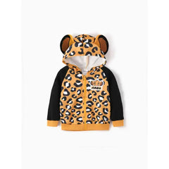 Patpat Disney Lion King Toddler 1pc Simba Leopard Allover Colorblock Print 3D Ears Hooded Jacket