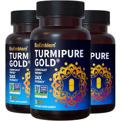 BioEmblem Turmeric Curcumin with Clinically Studied TurmiPure 1 Small Cap Daily, 24x More Absorption Than Others Joint Support, Healthy Inflammation Tumeric Supplements Non GMO
