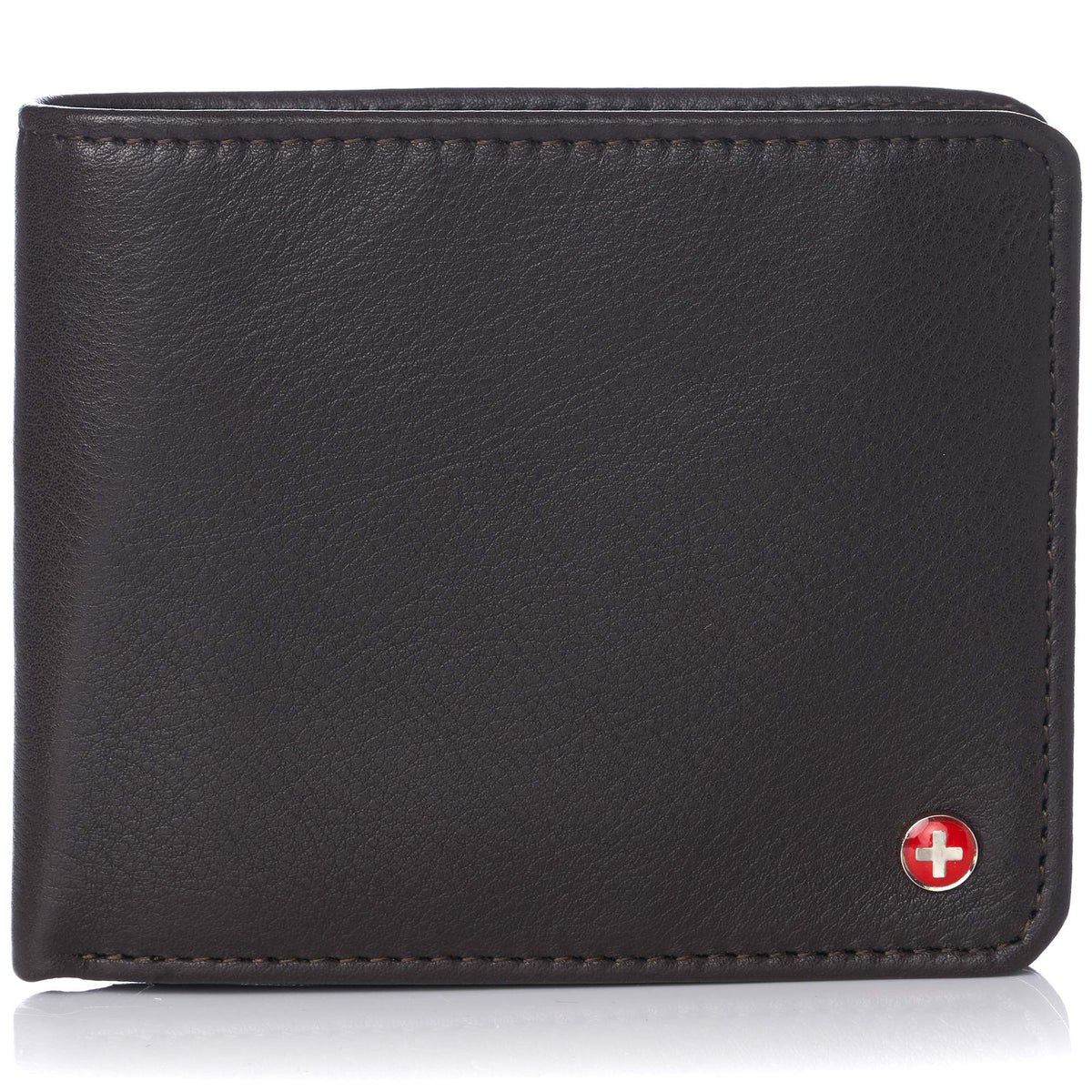 Alpine Swiss Men's RFID Protected Max Coin Pocket Bifold Wallet With Divided Bill Section Camden Collection - Soft Nappa Brown