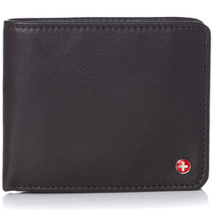 Alpine Swiss Men's RFID Protected Max Coin Pocket Bifold Wallet With Divided Bill Section Camden Collection - Soft Nappa Brown