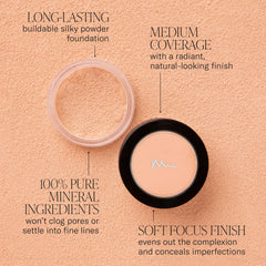 Mii Cosmetics | Irresistible Face Base 100% Pure Mineral Foundation | Award Winning 100% Pure Mineral Foundation | Suitable for Vegans | Precious Peach 03