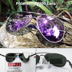 ROCKNIGHT Polarized Aviator Sunglasses for Men Women Metal Flat Top Sunglasses lightweight Driving UV400 Outdoor 58mm