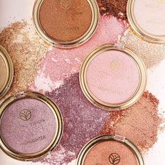 MAKINGTEC Baked Highlighter Powder Palette, Sheer Pearl Shimmer Shades for Face Highlighter Makeup, Highly Pigmented Illuminating Bronzer Powder Weightless Creamy Texture