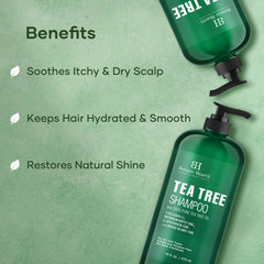 Botanic Hearth Tea Tree Shampoo, Vitamin C, Peppermint, Lavender and Rosemary Oil, Fights Dandruff and Dry Scalp - 473 ml