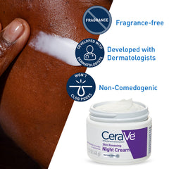 CeraVe Skin Renewing Night Cream | Niacinamide, Peptide Complex, and Hyaluronic Acid Moisturizer for Face | 1.7 Ounce