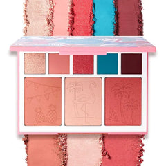 JOAH Beauty Flamingo Garden Cheek and Eyeshadow Palette, Highly Pigmented, Includes 5 Tropical Colored Eye Shadows, 2 Natural Blush Shades & 1 Pink Shimmer Highlighter