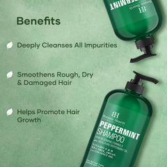 Botanic Hearth Peppermint Oil Shampoo - Hair Blooming Formula with Keratin for Thinning Hair - Fights Hair Loss, Promotes Hair Growth - Sulfate Free for Men and Women - 16 fl oz