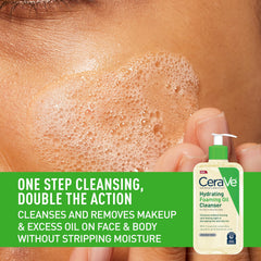 CeraVe Hydrating Foaming Cleanser with Squalane, Hyaluronic Acid & Ceramides | Moisturizing for Dry to Very Dry Skin | Fragrance & Residue Free 8 FL Oz