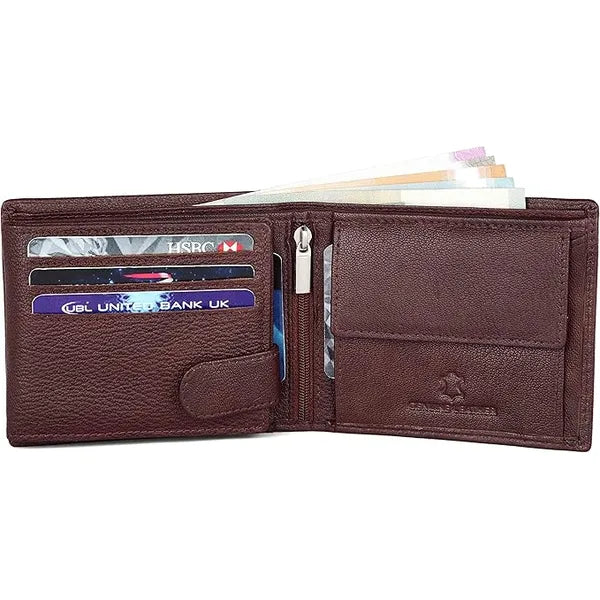 WildHorn® RFID Protected Genuine Leather Wallet & Gift Combo for Men - Maroon brown