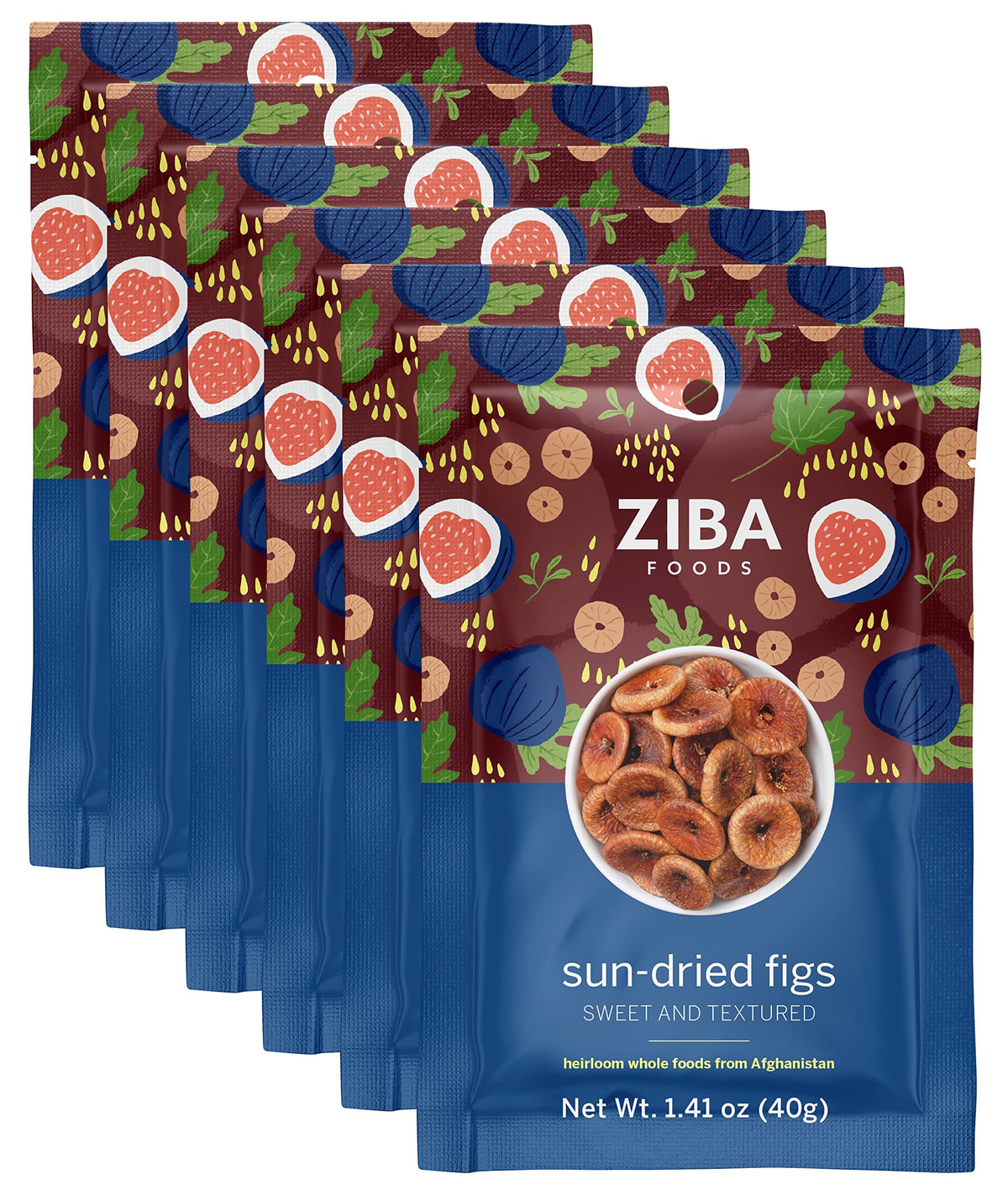 Ziba Foods Wild Grown Sun-Dried Figs | Non-GMO, Whole 30 Friendly & Paleo | Wild Grown Superfood Naturally High In Calcium Iron And Fiber No Added Sugar, Pack of 6