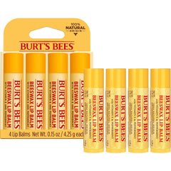 Moisturizing Lip Balm By Burt's Bees, Beeswax - 4 Tubes