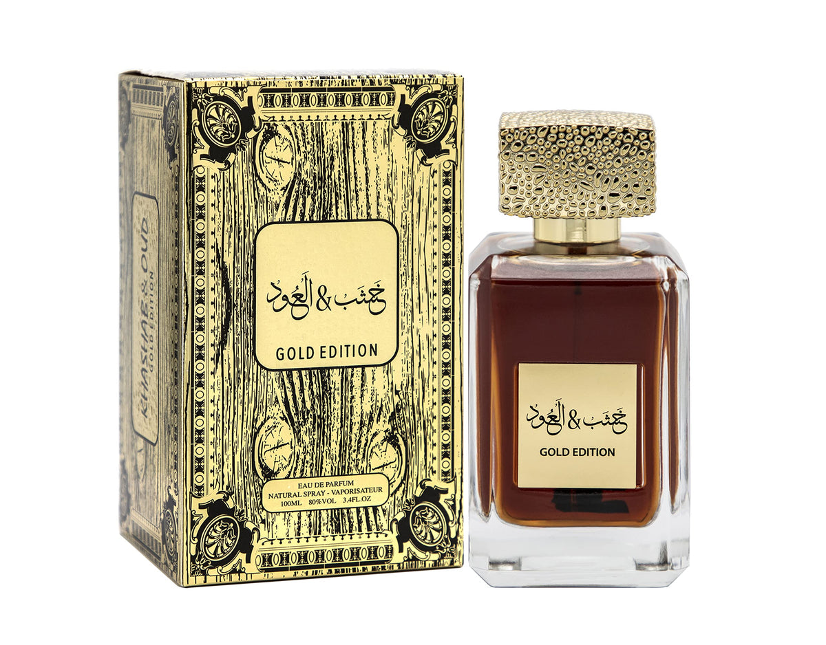 MY PERFUMES Arabiyat Khashab & Oud Gold Edition Eau De Parfum for Unisex, 100ml