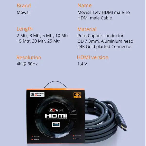 Mowsil 1.4V HDMI Cable, High-Speed HDMI Male to HDMI Devices