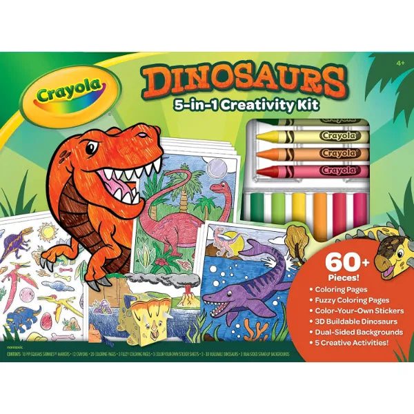 Crayola Dinosaur 5-in-1 Art Kit for Kids, Dinosaur Toys, Kids Art Set, Dinosaur Gifts.