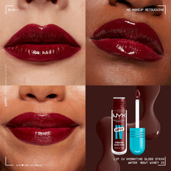 NYX Professional Makeup Lip IV Hydrating Gloss Stain, Lip Gloss, Up to 12HR Hydration, High Pigment, Wet Shine Finish, Water 'Bout Wine?