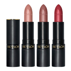 Revlon Lipstick Set, Super Lustrous 3 Piece Gift Set, High Impact, Matte Finish in Nude Plum & Red, Pack of 3