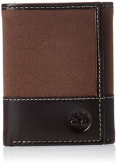 Timberland Men's Canvas & Leather Trifold Wallet - Dark Earth