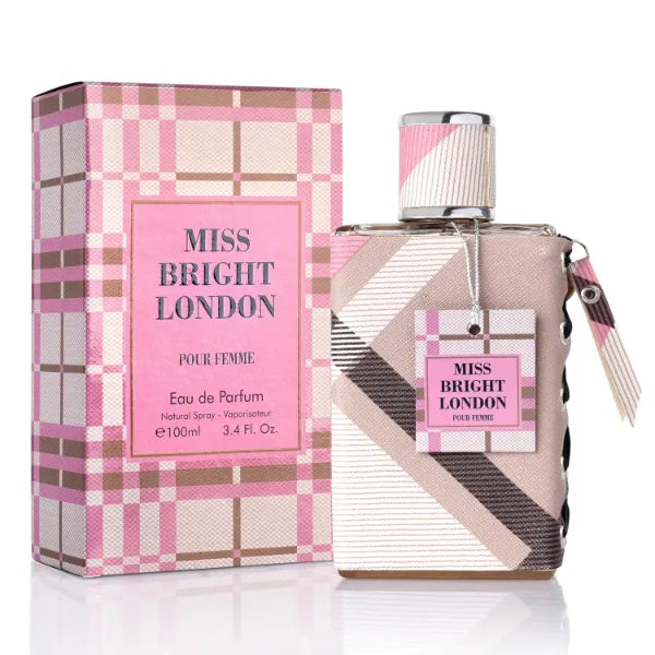 URBAN COLLECTION Miss Bright London Eau De Parfum for Women - Sweet, Elegant & Fruity Scent - Top Notes of Green Lime & Icy Pear - Base Notes of Vanilla, Amber, Mahogany & Balsamic Tonka Bean - Elegant 100ml Bottle