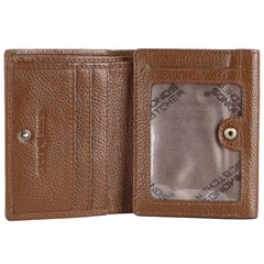 HAMMONDS FLYCATCHER Genuine Leather Wallet for Men, RFID Protected Leather Purse for Men, Money Purse for Men, Tri-Fold Wallet, 5 Card Slots, 2 ID Slots, Hidden Pockets, Metal Snap Button, Brushwood