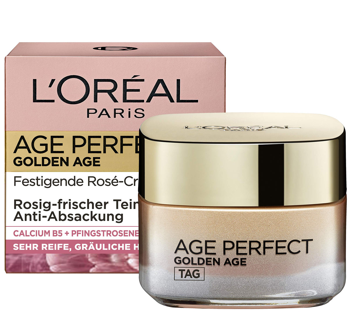 L’Oréal Paris Daily Skin Care, Age Perfect Golden Age, Anti-Ageing Face Care, Firming and Shine, for Mature and Pale Skin, with Peony Extract, 50 ml