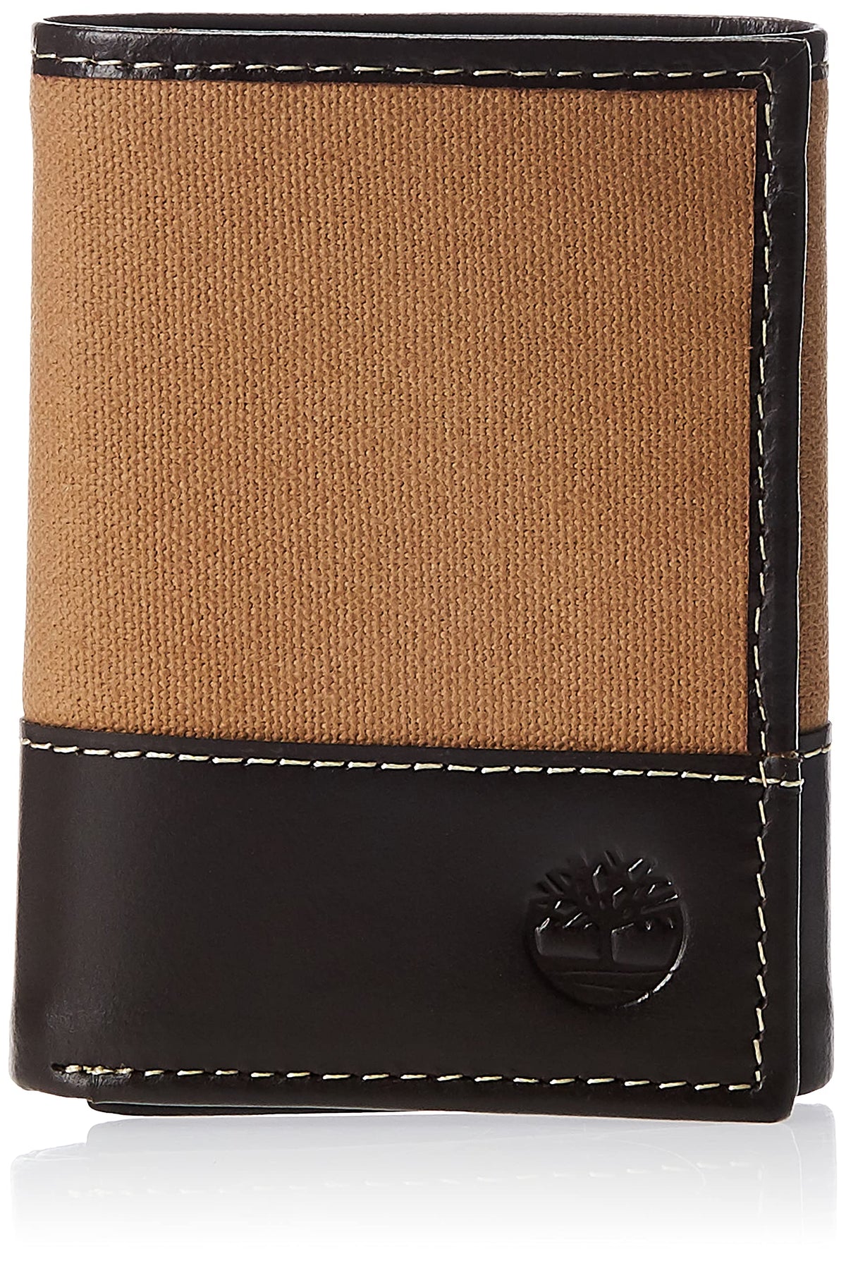 Timberland Men's Canvas & Leather Trifold Wallet - Khaki
