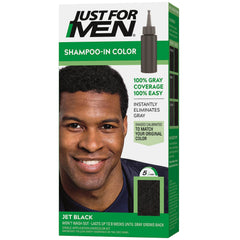 Just For Men, Shampoo-In Hair Color, Jet Black H-60 For Men, 1 Application