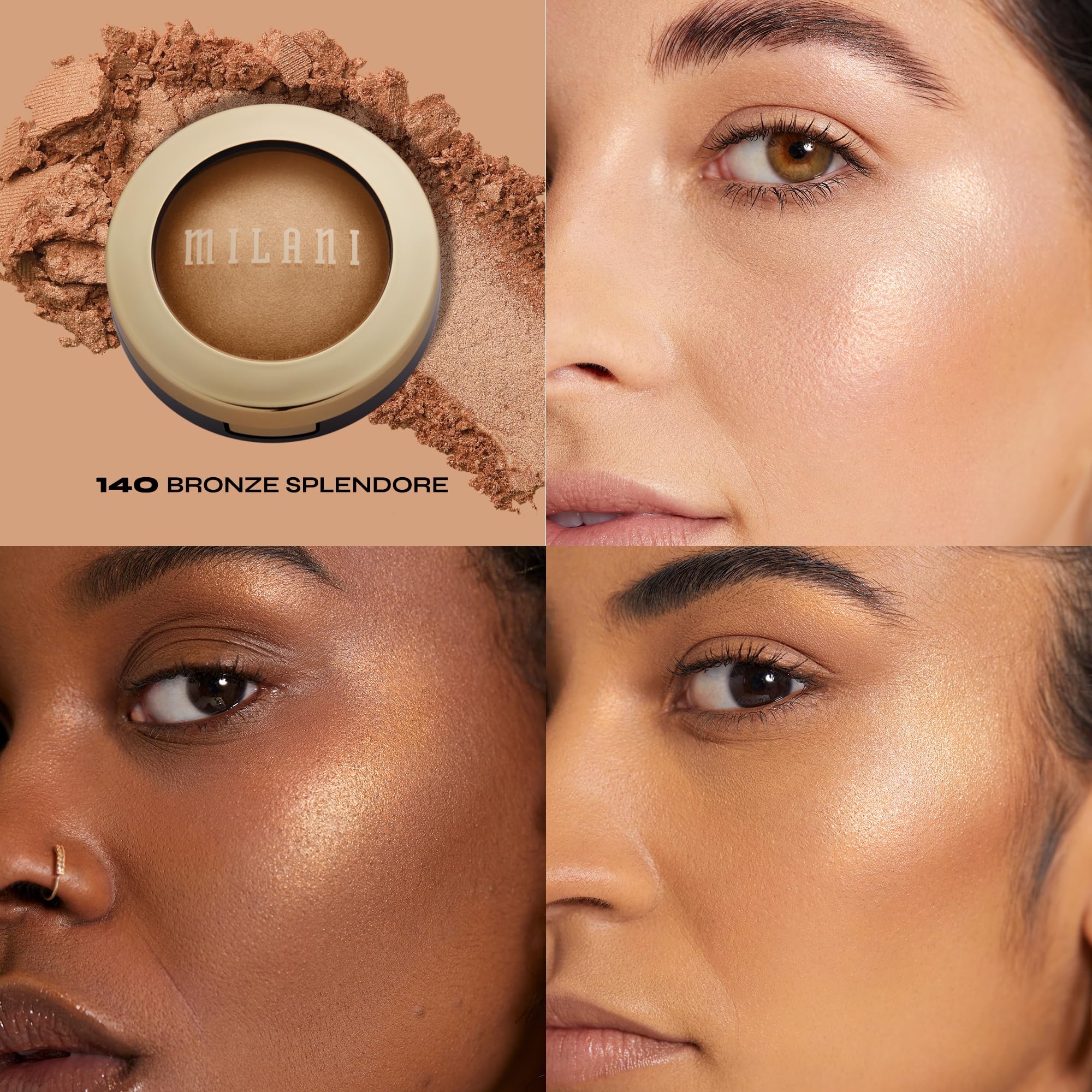 Milani Baked Highlighter (Bronze Splendore) - Cruelty-Free Powder Highlighter, Highlight Face for a Shimmery or Matte Finish