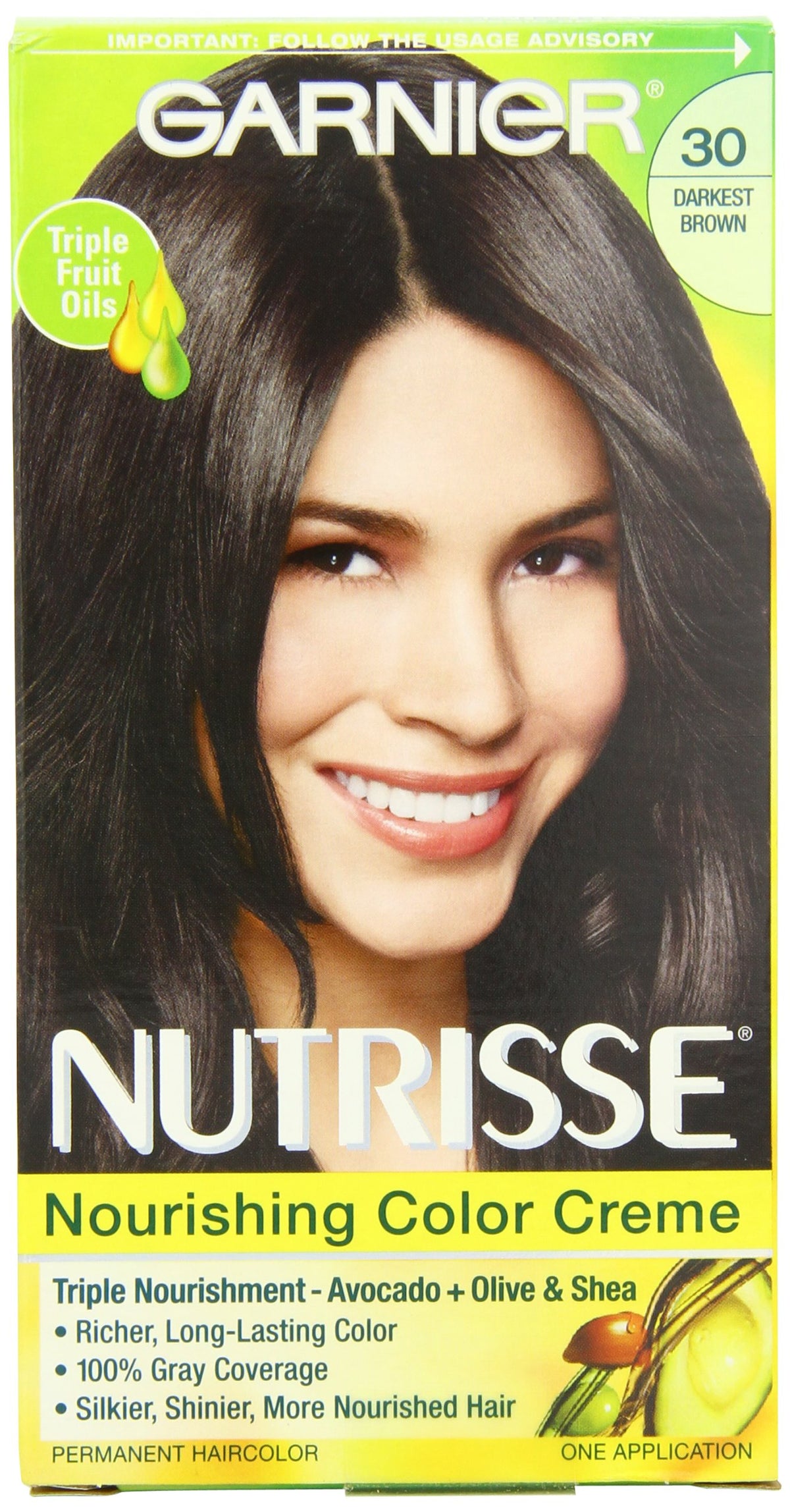 Garnier Nutrisse Permanent Haircolor, 30 Darkest Brown Sweet Cola