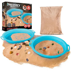 Discovery Gemstone Panning STEM Kit Pan for 30 Real Gems 2 Sifting Pans, Sand & Learning Guide Educational Science Activity for Kids Geology Rock Excavation Set Boys & Girls Toy Gift Ages 8+