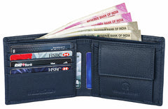 WildHorn® RFID Protected Genuine Leather Wallet & Gift Combo for Men - Navy Blue