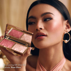 ICONIC London Silk Glow Duo | Hybrid Gel-Powder Blush & Highlighter Compact | For Radiant & Glowing Skin | 100% Vegan & Cruelty Free | Rose Glow