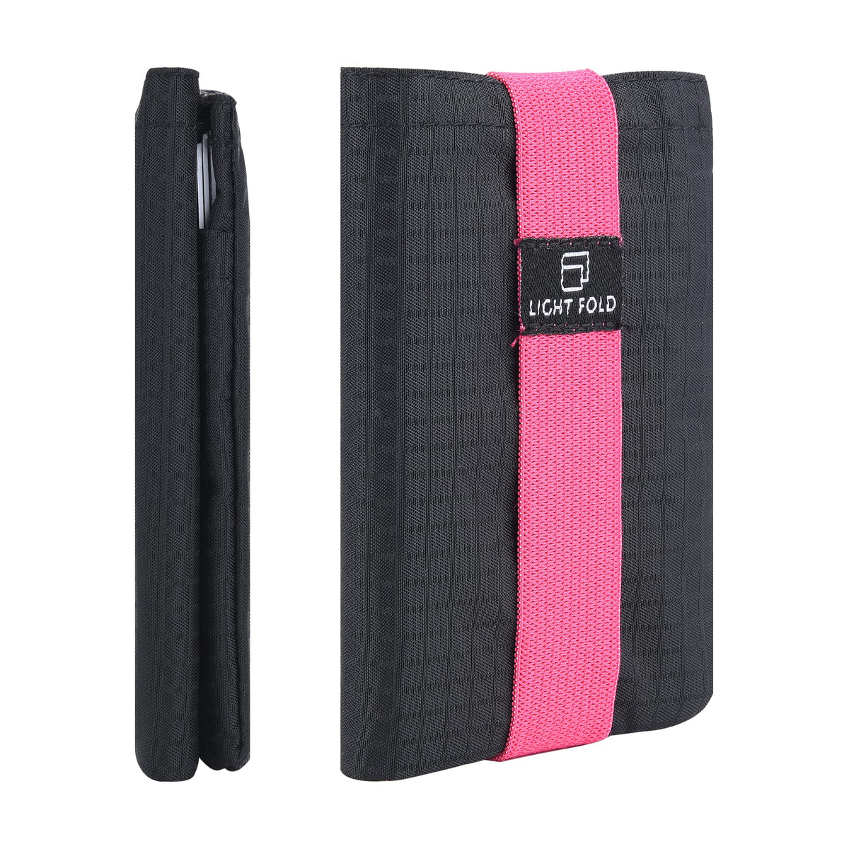 LIGHT FOLD Slim Minimalist Wallets for Men Trifold Nylon Card Holder Men's Wallet Ultra Thin & Stylish Design Front Pocket Wallet with RFID Blocking Hold Up to 12 Cards & Cash, Pink, XS