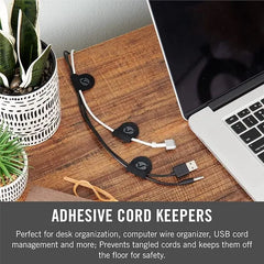 VELCRO Brand Cord Keepers 2 5/8" x 1 1/8" (5 Count) Cable Clips with Removable Adhesive - Black