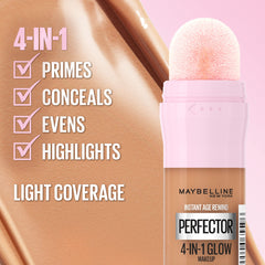 Maybelline New York Instant Age Rewind Instant Perfector 4 In 1 Glow Makeup Primer, Concealer, Highlighter and BB Cream in 1, Medium/Deep, 0.68 fl oz