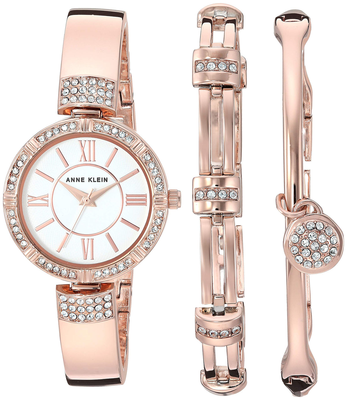 Anne Klein Women's Premium Crystal Accented Watch and Bracelet Set