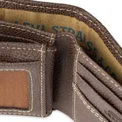Levi's Men's RFID Extra Capacity Slim Bifold Wallet with Multiple Card Slots - Brown