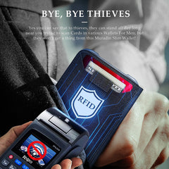 ENIGMA Dapper PU Leather Bifold Front Pocket Slim Wallet for Men, Aluminum Metal Travel Tactical RFID Blocking Card Holder Money Clip, Ideal Men's Gift - Black
