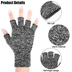 TERRIFI 2 Pairs Unisex Warm Half Finger Gloves Winter Fingerless Gloves, L for Adults