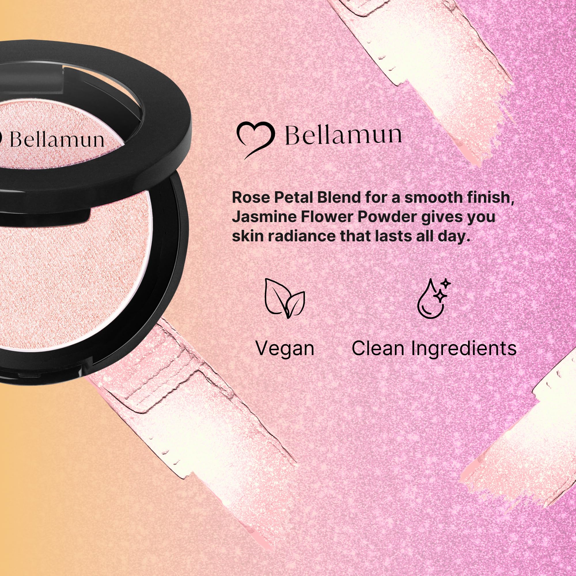 Bellamun Molten Powders for Eyes & Cheeks | High Pigment Blush & Bronzer | Non-Toxic, Metallic Finish | Silky Smooth, Allergen-Free, No Parabens or Silicones | Clean Beauty (Golden Vanilla, 4.5x4.5cm)