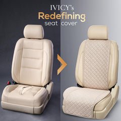 IVICY Linen Car Seat Cover for All Seasons Soft & Breathable Front Premium Covers with Non-Slip Protector Universal Fits Most Automotive, Van, SUV, Truck - 1 Unit
