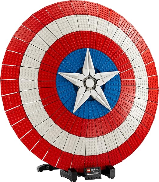 LEGO 76262 Marvel Captain America's Shield Set, Avengers Model Building Kit for Adults with Minifigure, Nameplate and Thor's Hammer, Collectible Infinity Saga Gift Idea for Men, Women, Him, Her