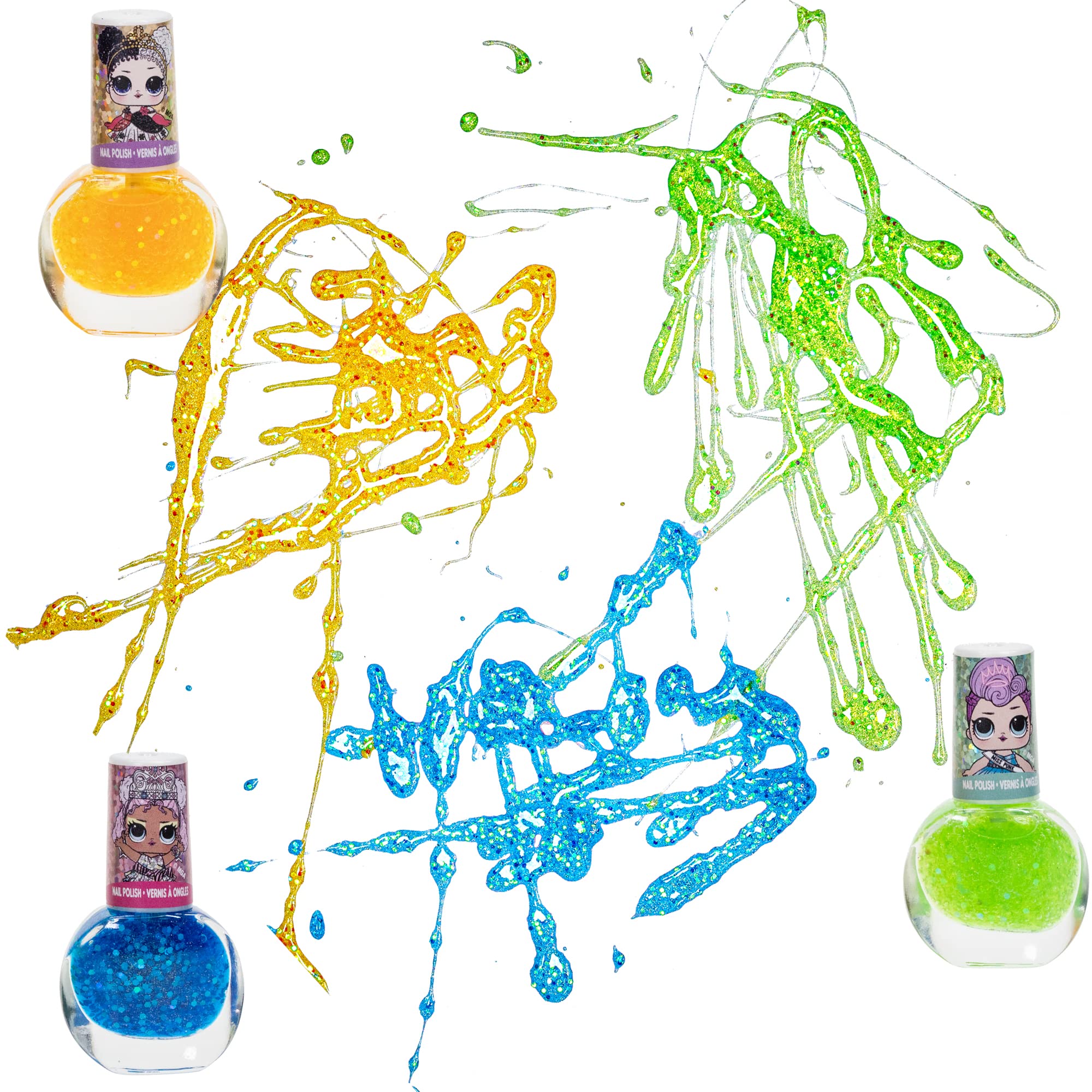 LOL Surprise Girl Peel-Off Nail Polish Activity Set for Girls, Non-Toxic Nail Polish Set For Ages 5+ with 15 Nail Polish Colors, Toe Spacers and Nail Stickers, Perfect for Parties & Makeovers