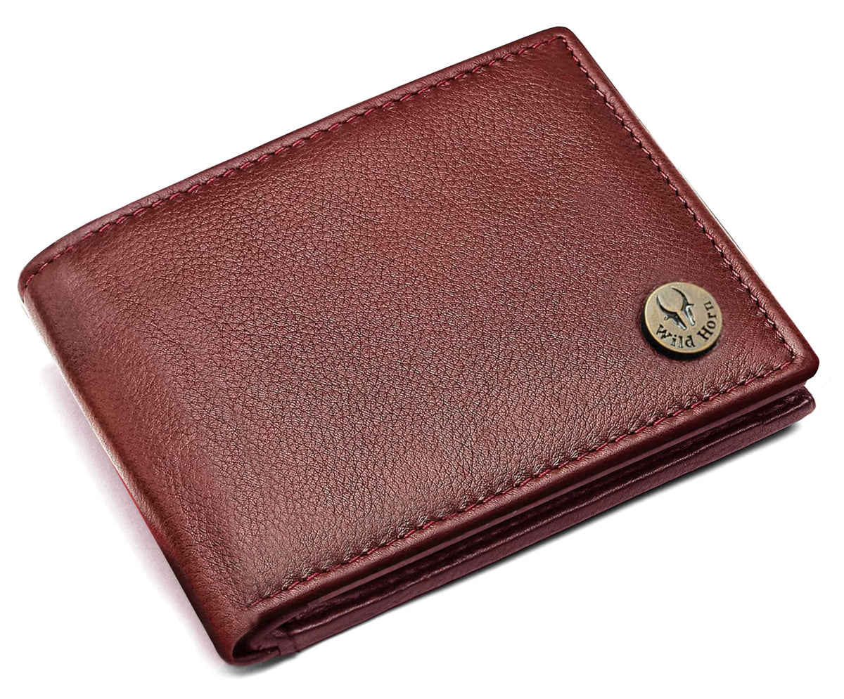 WildHorn® RFID Protected Genuine Leather Wallet & Gift Combo for Men - Royal Maroon