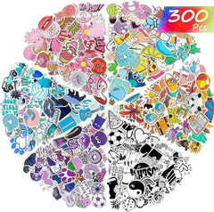 Mumoo Bear 300 Pieces Mixed Stickers for Water Bottles, Vinyl Waterproof Laptop Stickers Aesthetic Cute Colorful Stickers Laptop Luggage Skateboard Computer Stickers for Teens Girls Kids Boys